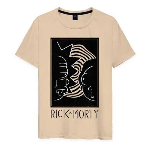 Футболка мужская ВсеМайки Rick and Morty black and white бежевая 4XL в Лав Репаблик